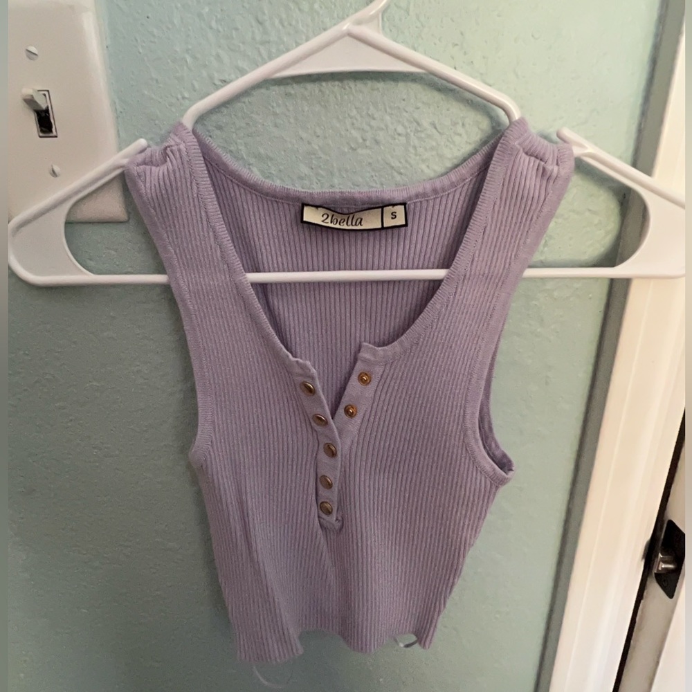 2 Bella Light Purple Button Tank Top!